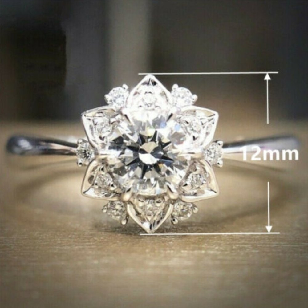 *New Halo Diamond White Sapphire Ring - Picture 5 of 5